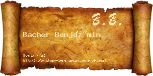 Bacher Benjámin névjegykártya